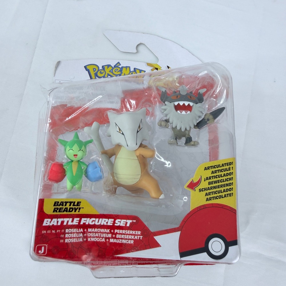 Pokemon Battle Figure Set Roselia Marowak Perrserker Jazwares PKW4095 NEW